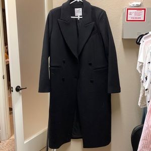 Avec les filles double breasted long black pea coat size L